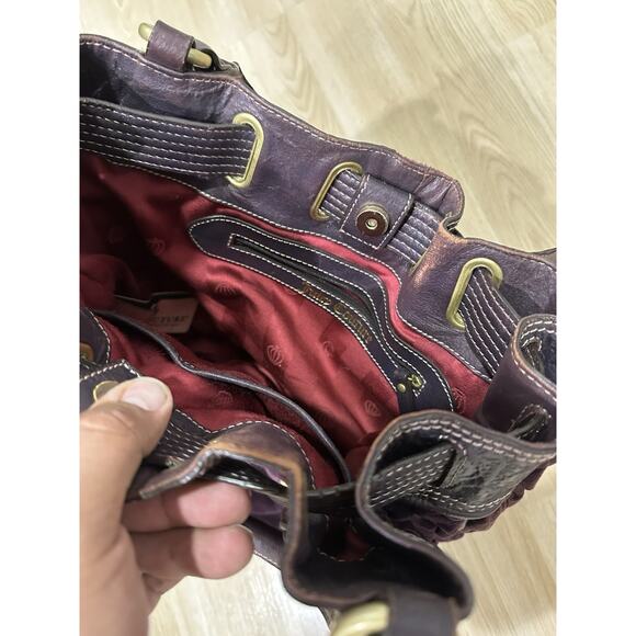 Vintage Y2K Juicy Couture Dark Purple / Maroon Velour Hobo Bag Metal Medallion - Picture 7 of 11